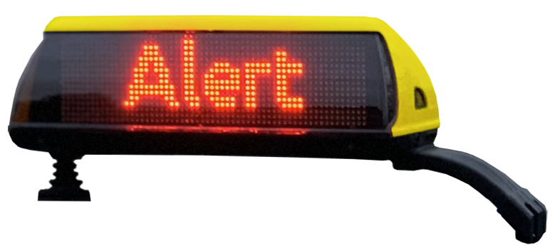 De iToplight slimme taxiborden van Pointguard kunnen een alarmboodschap tonen om het publiek te waarschuwen dat de chauffeur in gevaar is