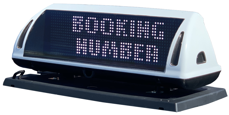 Het iToplight slimme taxibord van Pointguard kan automatisch het boekingsnummer van de klant tonen