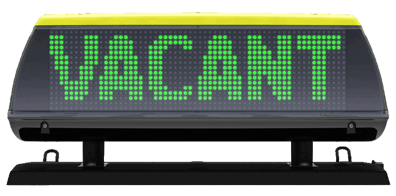 Het iToplight taxibord toont de status van de taxi met heldere status-LED's